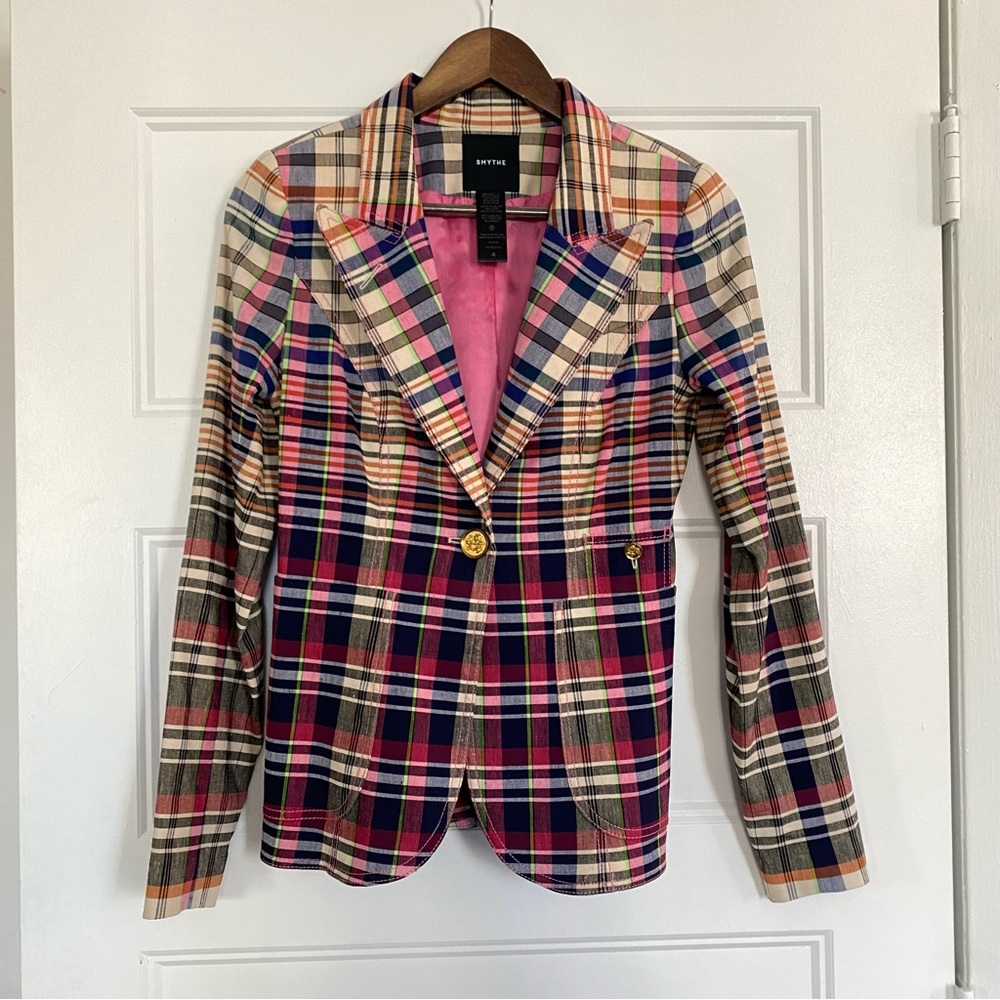 Smythe Multicolor Plaid Single-Button Blazer - image 2